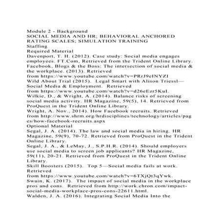 Module 2 - BackgroundSOCIAL MEDIA AND HR; BEHAVIORAL ANCHORED RA.docx