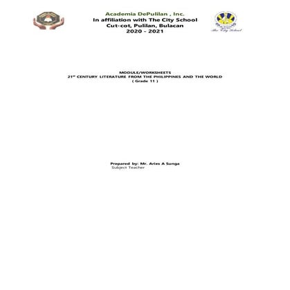 Module 21st century literature from the philippines