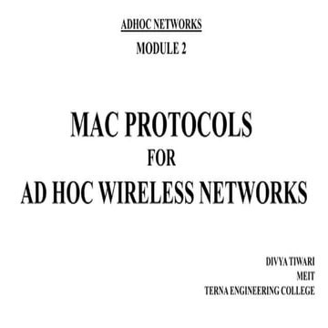 Module 2 Mac Protocols for Ad-hoc Wireless Networks | PDF