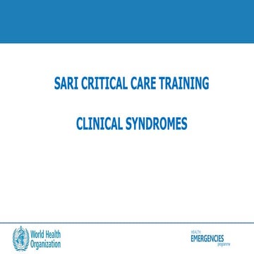 SARI CRITICAL CARE TRAINING CLINICAL SYNDROMES