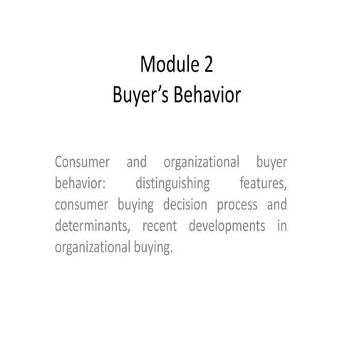 Module 2 buyer's behavior