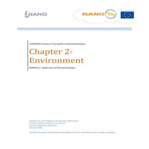Application of nanotechnologies: environment