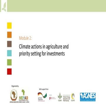 Module 2: Climate actions in agriculture and priority setting for investments