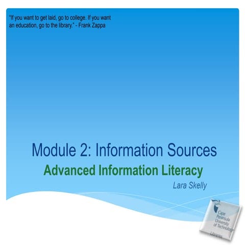 Module 2: Information Sources and Tools