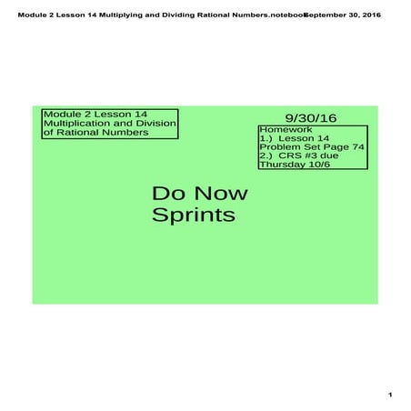 Module 2 lesson 14 multiplying and dividing rational numbers