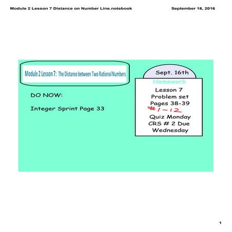 Module 2 lesson 7 distance on number line