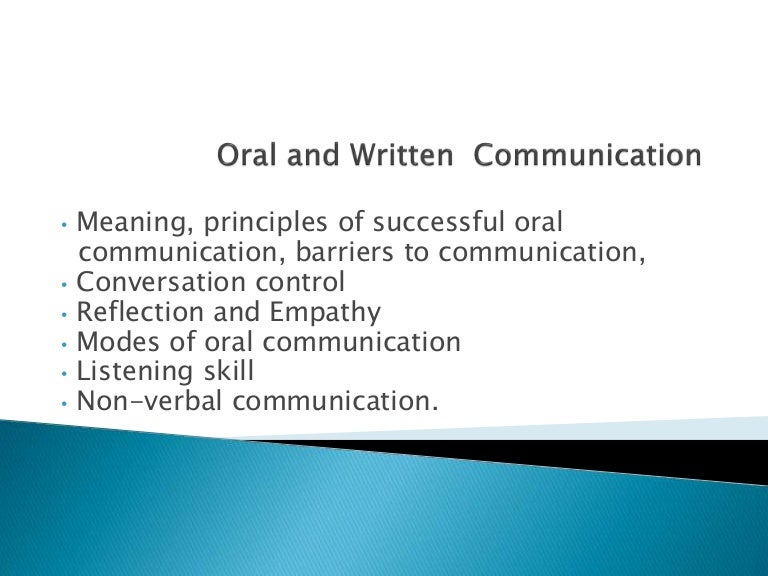 oral and written communication