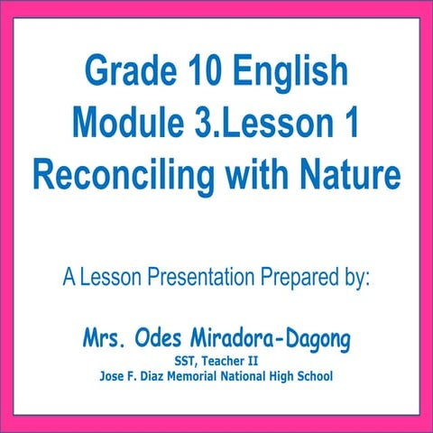 English Grade 10.Module 3 Lesson 1 | PPTX