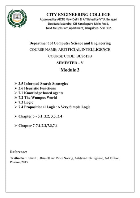BCS515B Module3 vtu notes : Artificial Intelligence Module 3.pdf