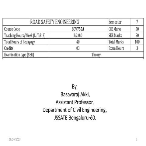 Module 3. Road Safety Engineering as per VTU