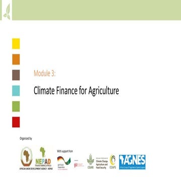 Module 3: Climate finance for agriculture
