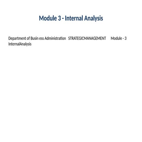 Internal analysis of the business environment