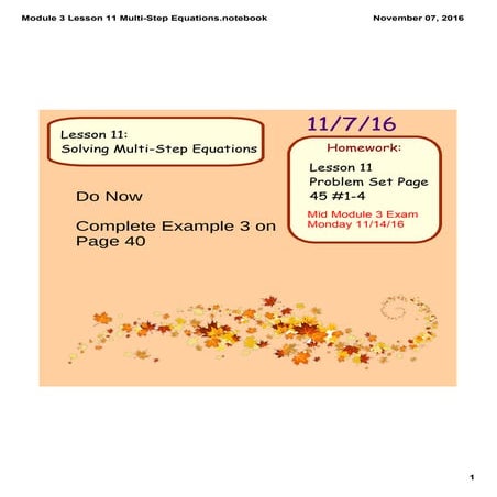 Module 3 lesson 11 multi step equations