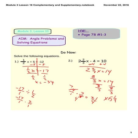 Module 3 lesson 18 complementary and supplementary