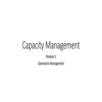 Module 3 Session 4    Capacity management