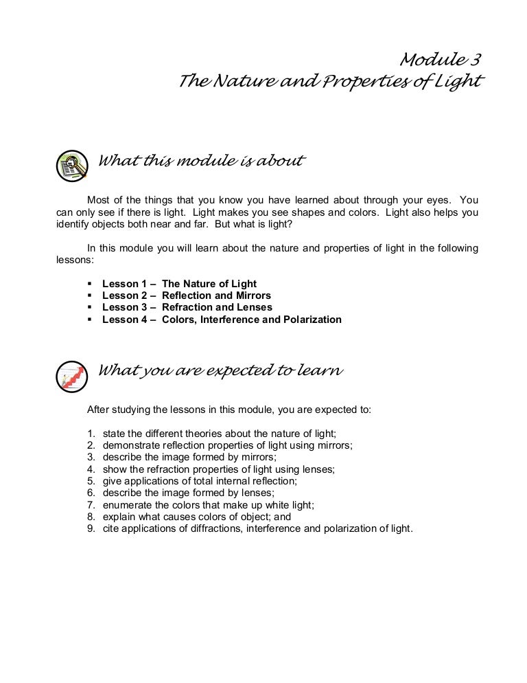 Module 3 The Nature And Properties Of Light