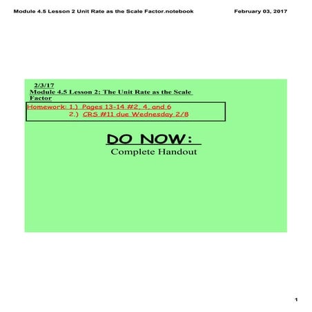 Module 4.5 lesson 2 unit rate as the scale factor