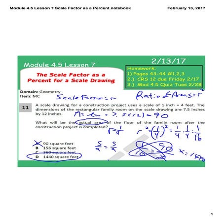Module 4.5 lesson 7 scale factor as a percent