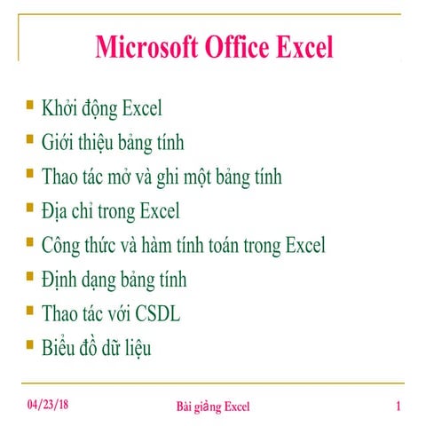 Module 4: Xử Lý Bảng Tính Cơ Bản (Excel)