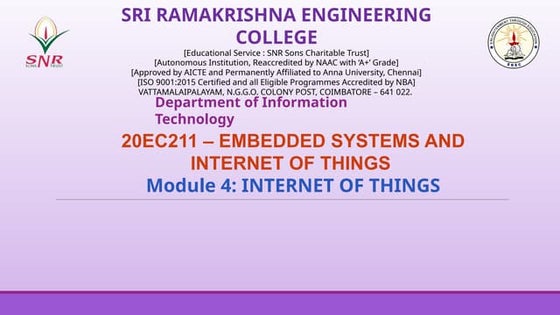 INTERNET OF THINGS - EMBEDDED SYSTEMS AND INTERNET OF THINGS