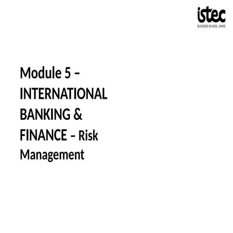 Module 5 – INTERNATIONAL BANKING & FINANCE – Risk Management | PPTX