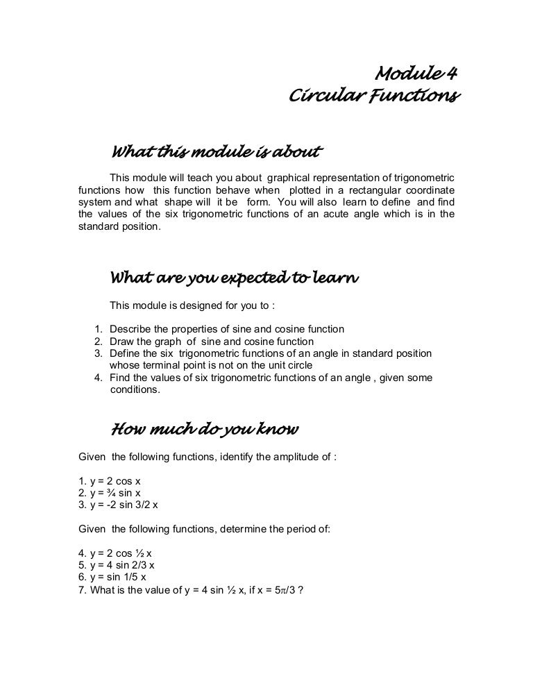 Module 4 Circular Functions