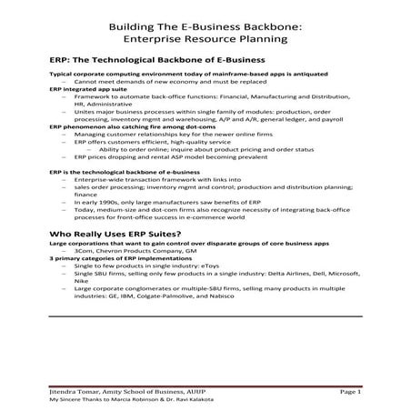 Module 4 ERP and Selling Chain Management