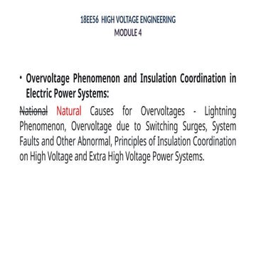 Overvoltage Phenomenon and Insulation Coordination in Electric Power Systems
