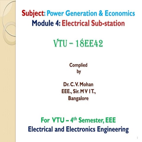 Module 4 power generation & Economics - Substation vtu syllabus