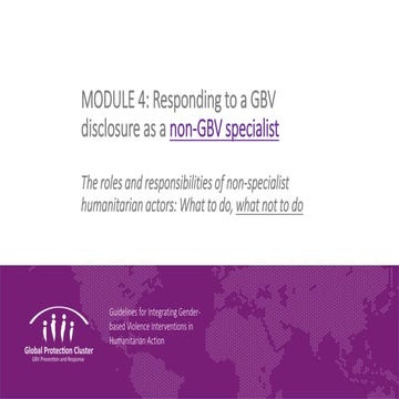 Module 4: Responding to a GBV disclosure as a non-GBV specialist