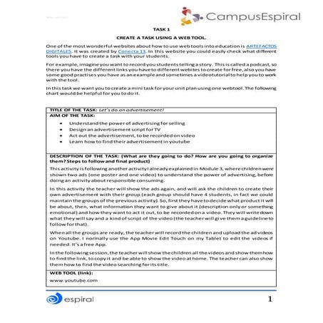 Module 5: Creating a task using a web tool