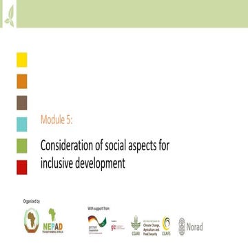 Module 5: Consideration of social aspects for inclusive development
