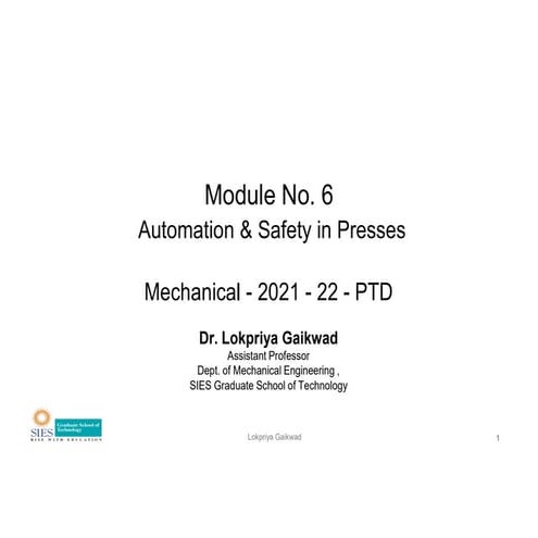 Module 6. Automation and safety in press shop