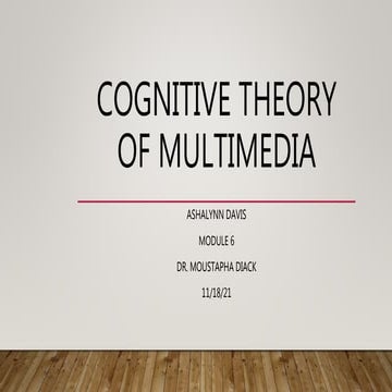 Module 6 Cognitive Theory of Multimedia