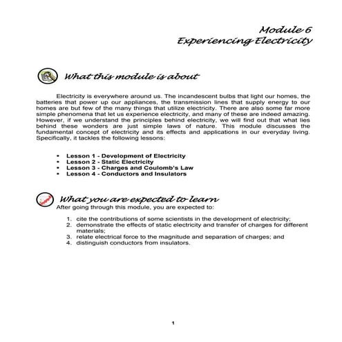 Module 6 experiencing electricity