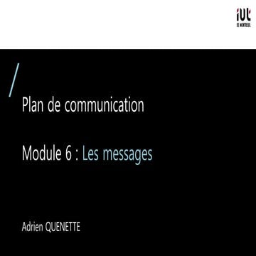 Cours information communication : les messages clés, la plateforme de ...