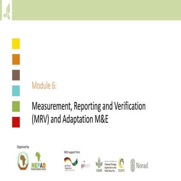 Module 6: Measurement, Reporting and Verification (MRV) and adaptation M&E