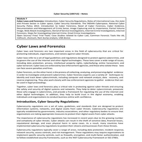 Module 7 Cyber Laws and Forensic