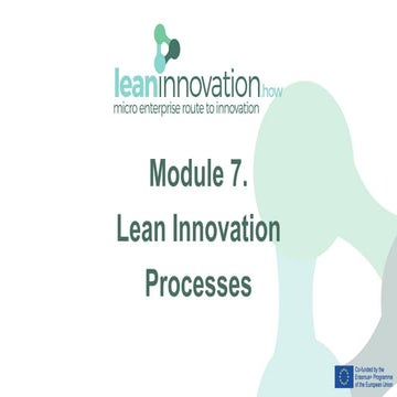 Lean Innovation for Micro Enterprises Module 7  Lean Innovation Processes