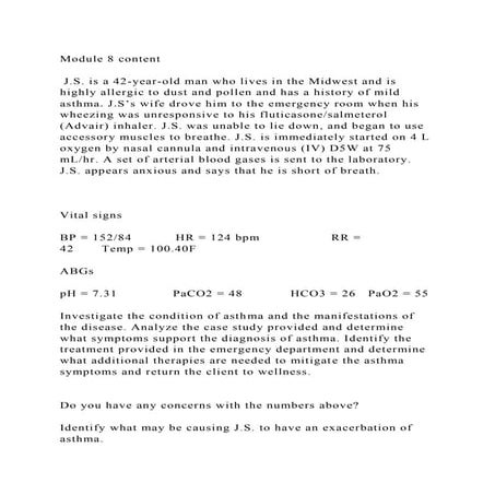 Module 8 content J.S. is a 42-year-old man who lives in the Midw.docx