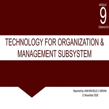 Technology for Organization and DE Management Subsystem