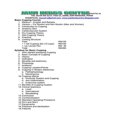 Module for basic cupping