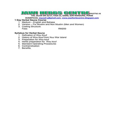 Module for herbal sauna