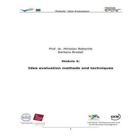 Business Idea Evaluation methods