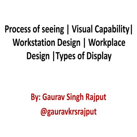 Process of seeing | Visual Capability| Workstation Design | Workplace ...