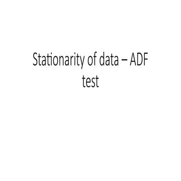 Stationarity in Time Series Data and the ADF Test