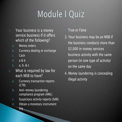 Quickdinero Module I Quiz | PPT