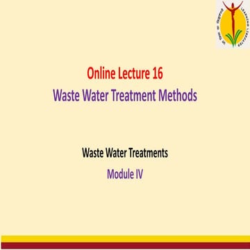 Module IV Wastewater treatment methods