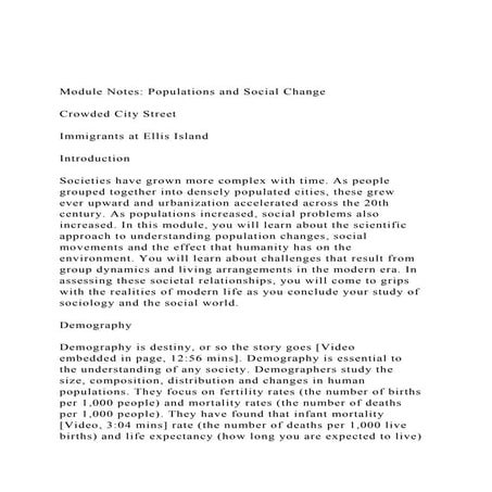 Module Notes Populations and Social ChangeCrowded City St.docx