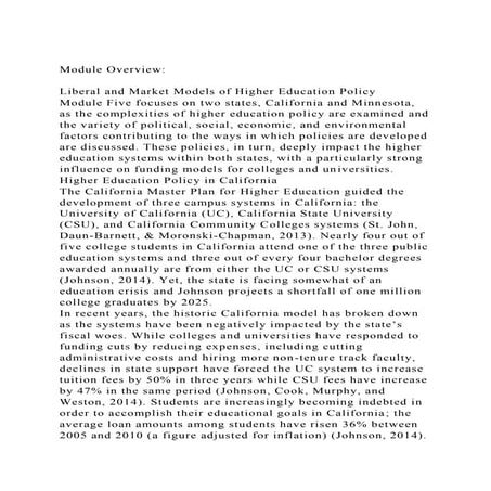 Module OverviewLiberal and Market Models of Higher Education .docx